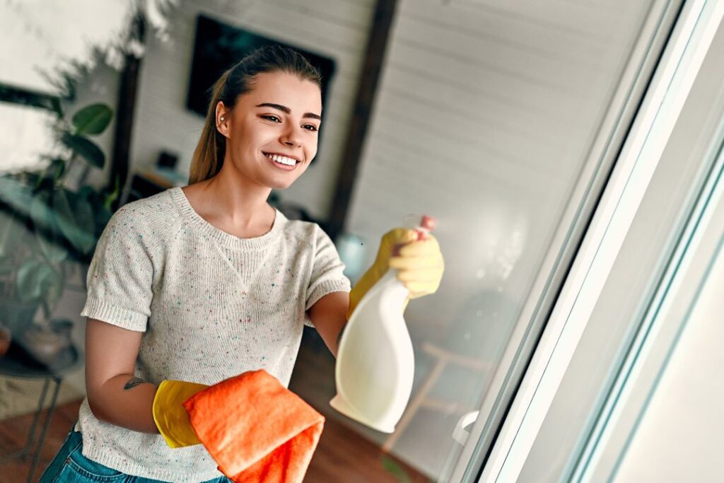 Happy seasonal house cleaner